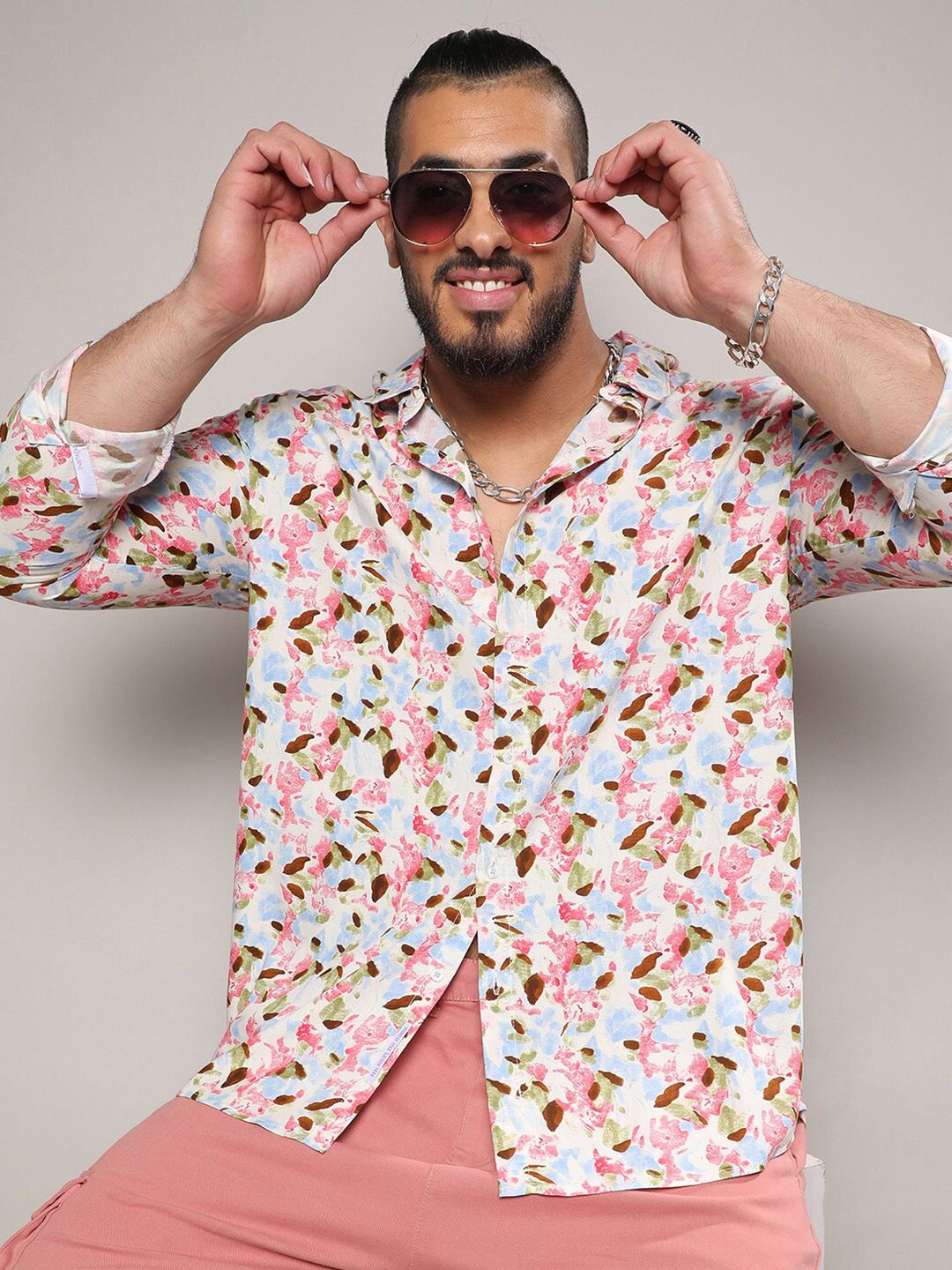 Instafab Plus Classic Floral Printed Cotton Casual Shirt-picture-36