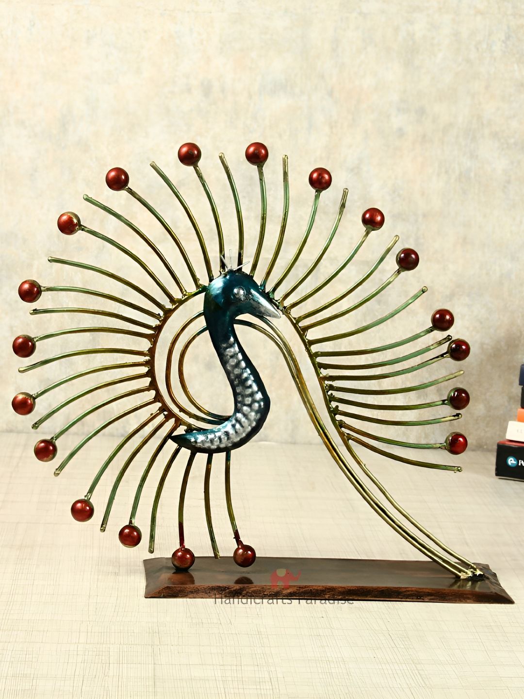 HANDICRAFTS PARADISE Brown & Green Figurine  Paradise Dancing Peacock Showpiece-picture-26