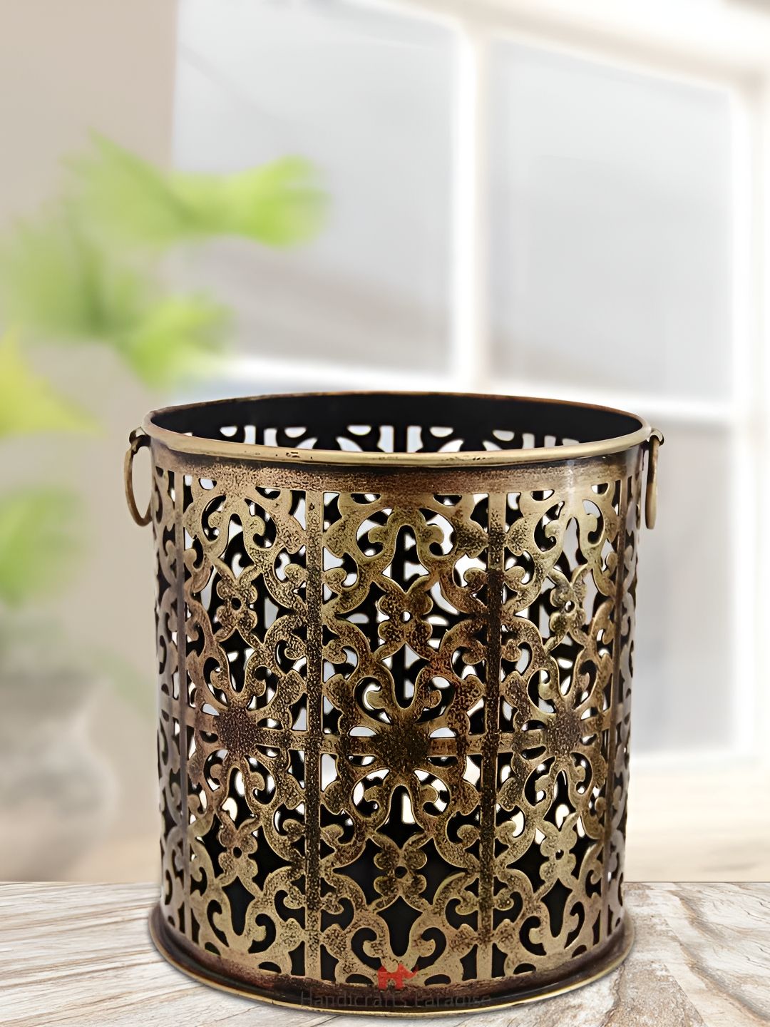 HANDICRAFTS PARADISE Brown Cut work Container Medium Showpiece-picture-35