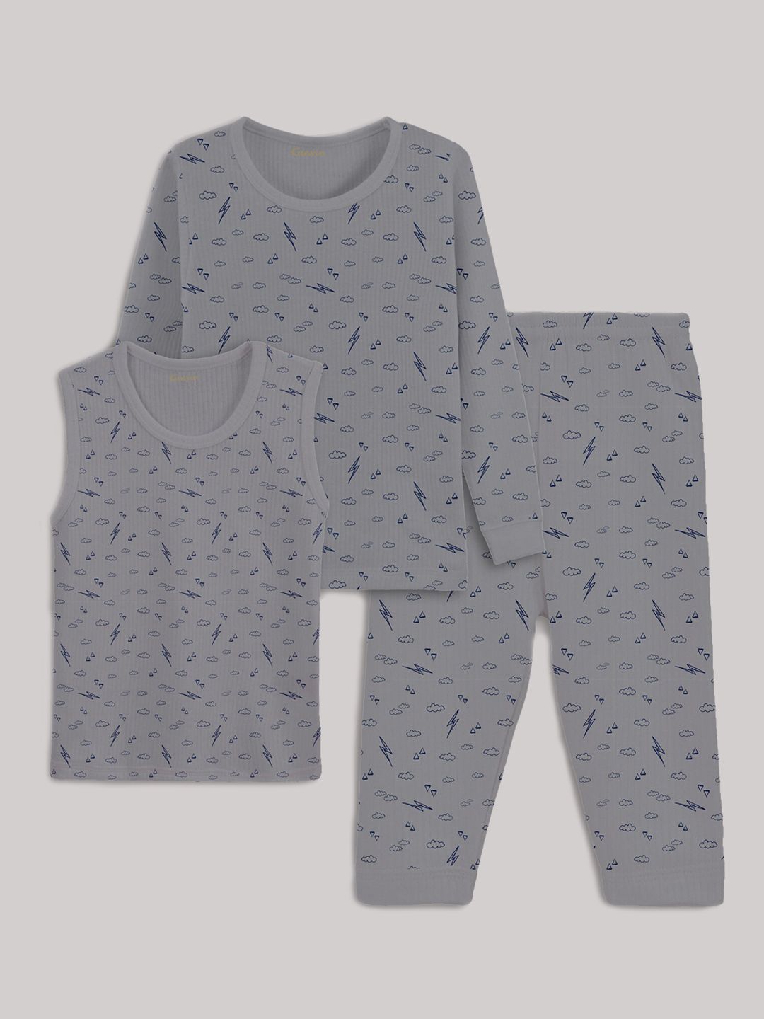Kanvin Boys Grey Printed Thermal Set-picture-15