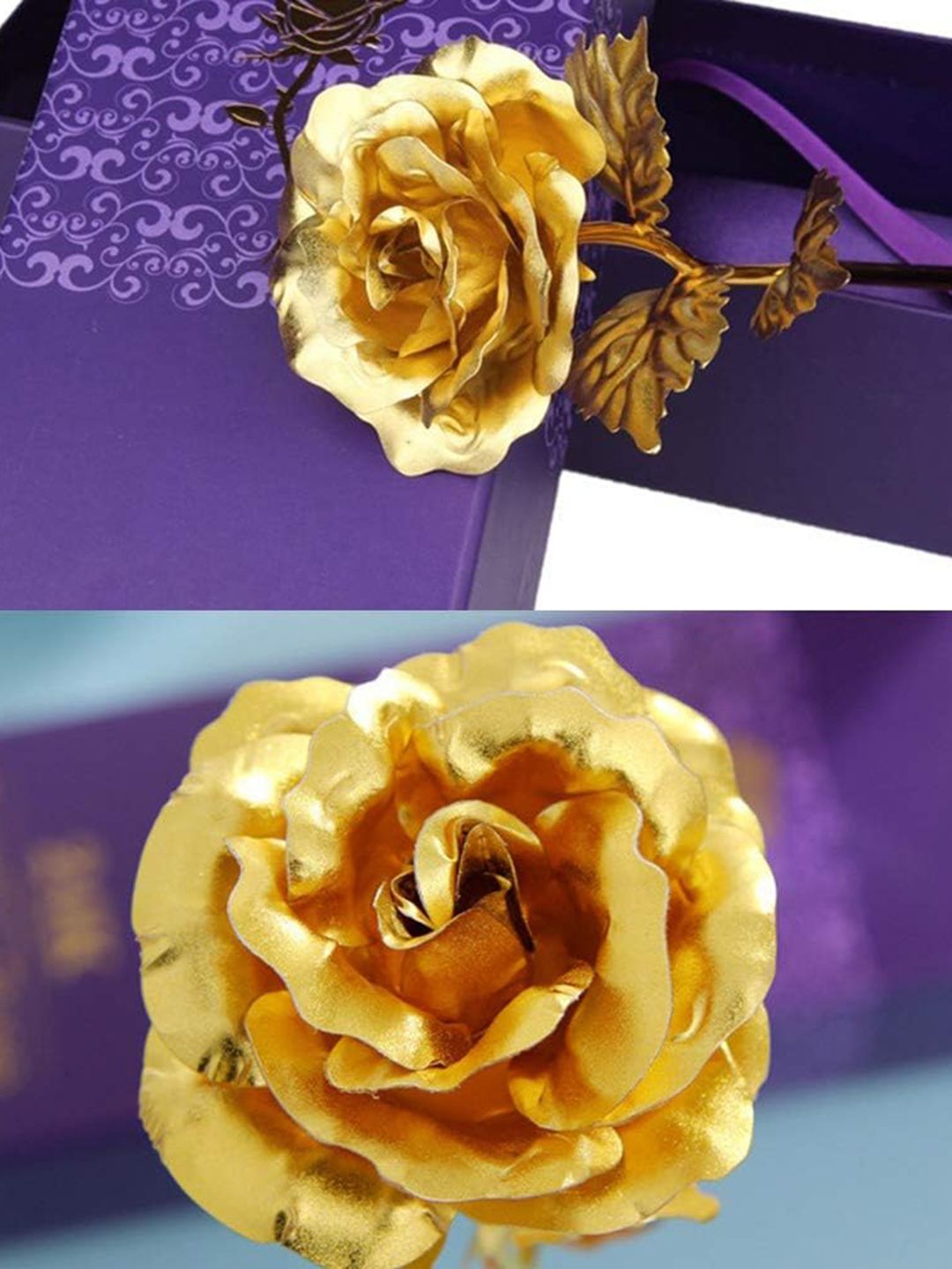 Quace Gold Toned Rose Artificial Flower Gift Set-picture-22