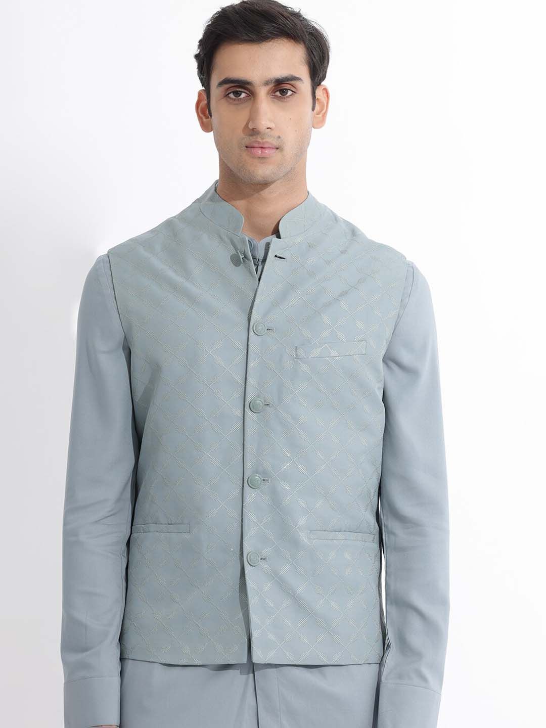 RARE RABBIT Men Medo-B Slim Fit Woven Design Nehru Jacket-picture-24