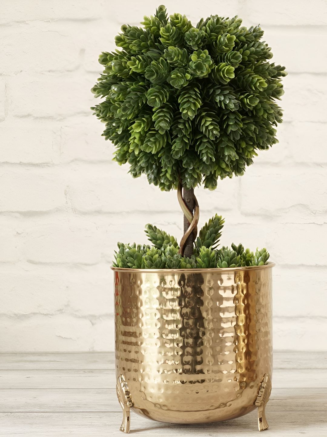 BEHOMA Gold Toned Hammered Metal Planter
