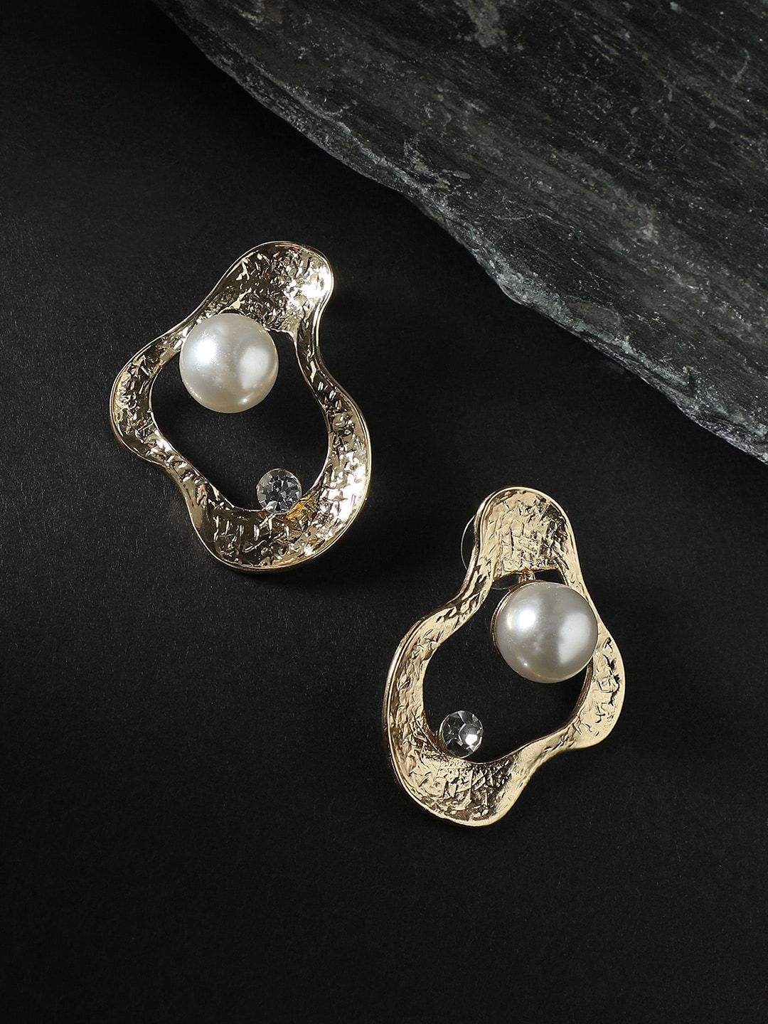 SOHI Gold-Plated Pearls Beaded Contemporary Drop Earrings-image-35