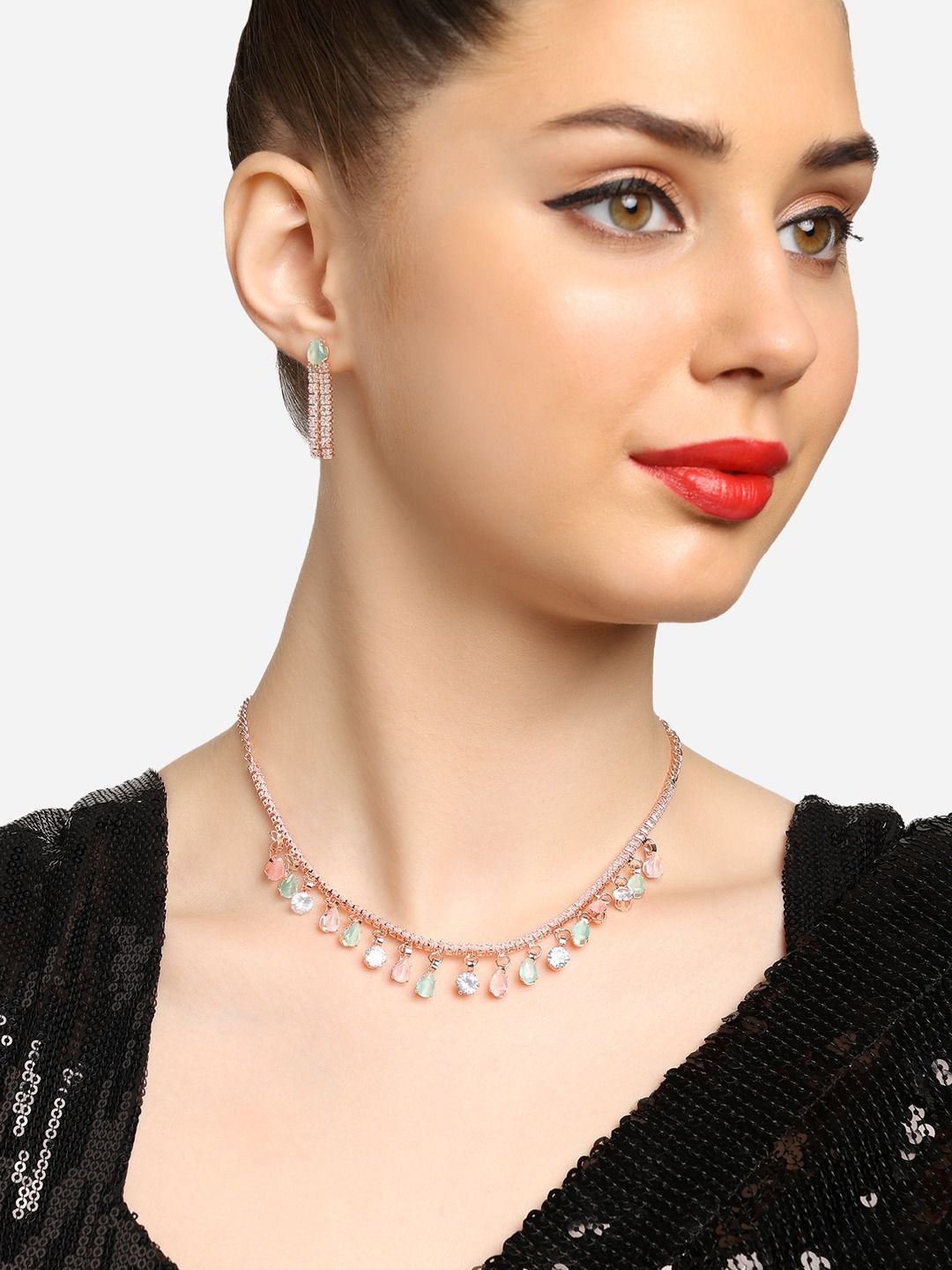 Zaveri Pearls Gold-Plated AD-Studded Jewellery Set-picture-28