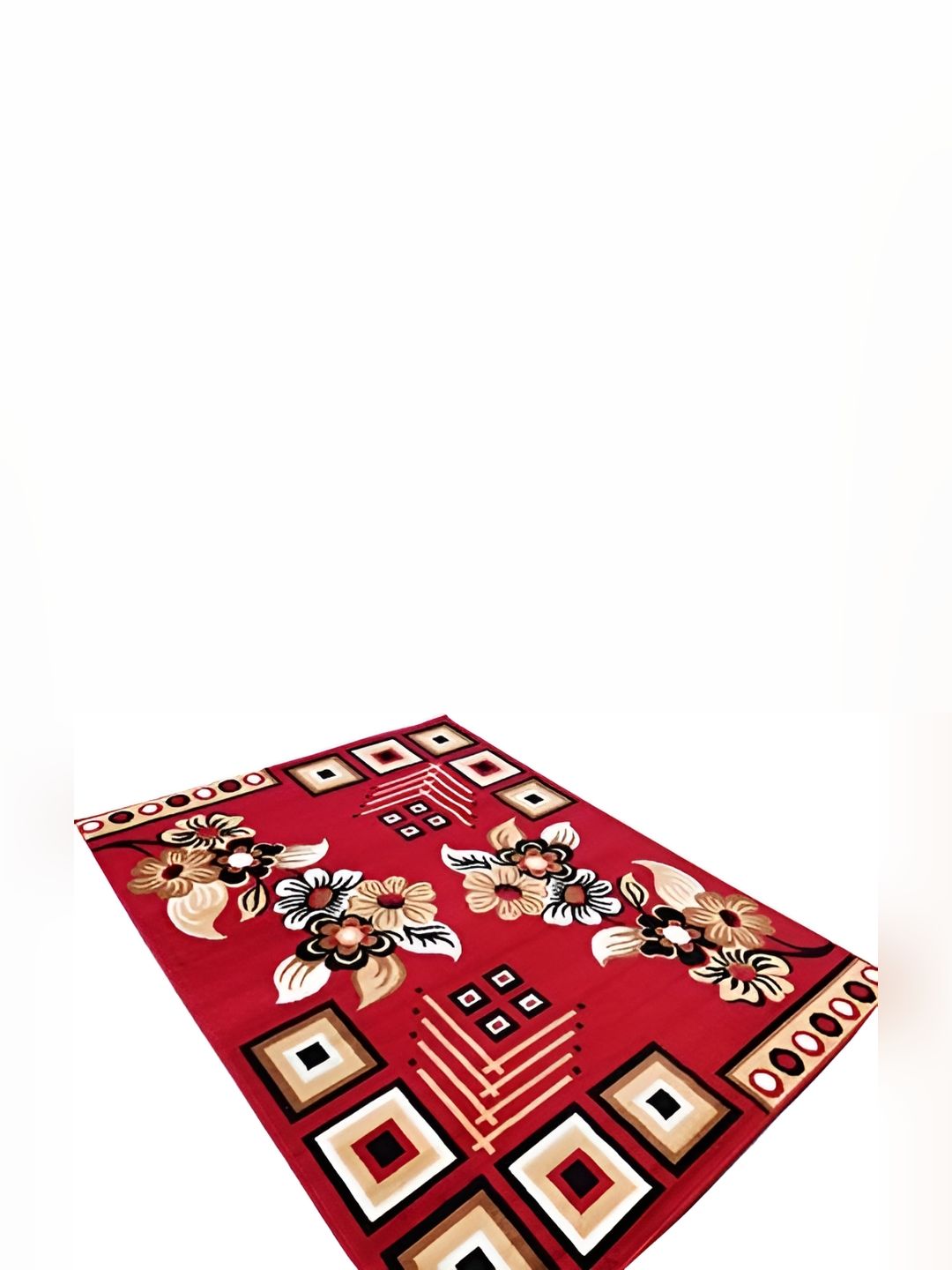 SANA CARPET Red & White Floral Anti-Skid Carpet-picture-20