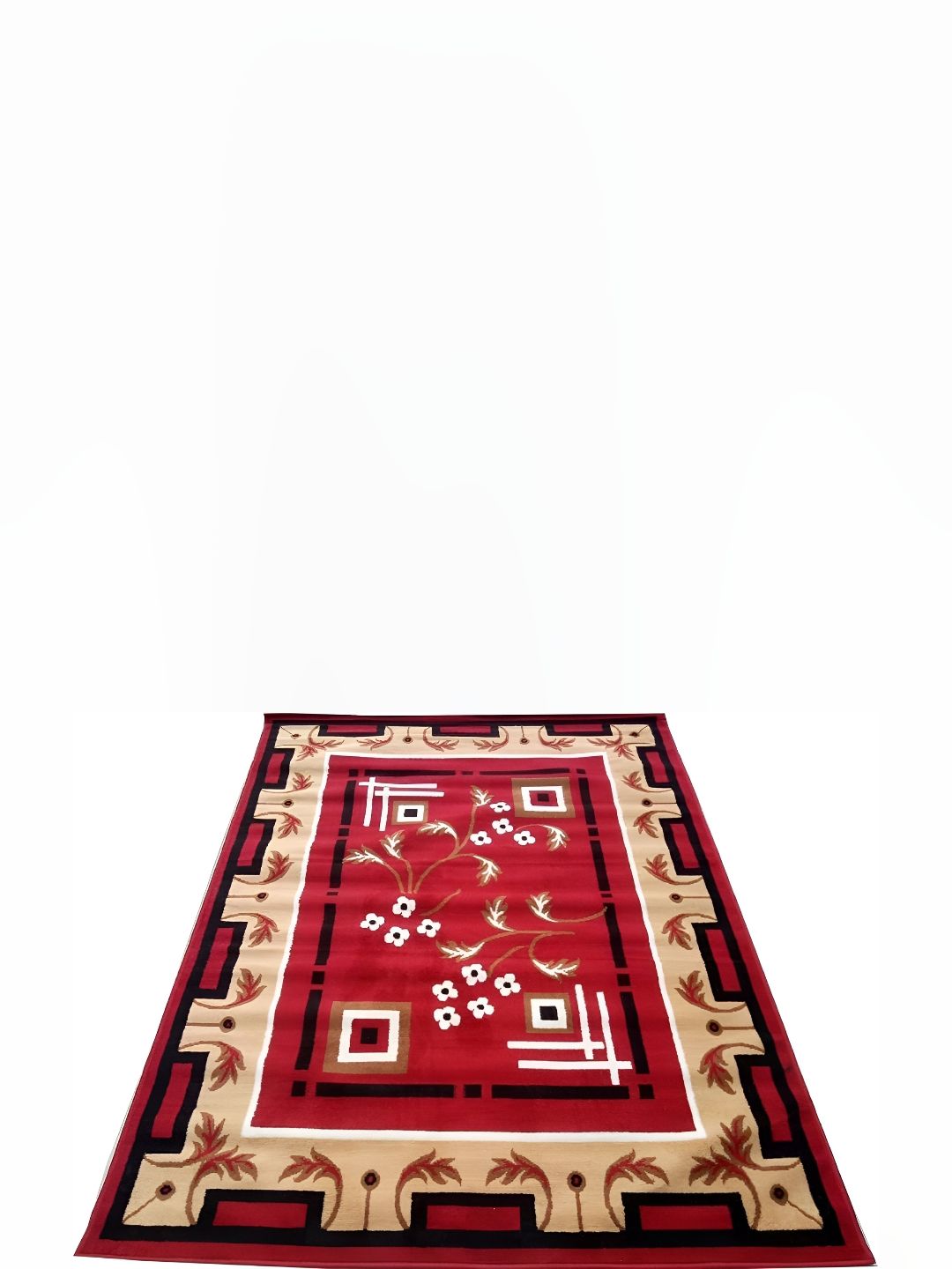SANA CARPET Red & White Floral Anti-Skid Carpet-picture-29