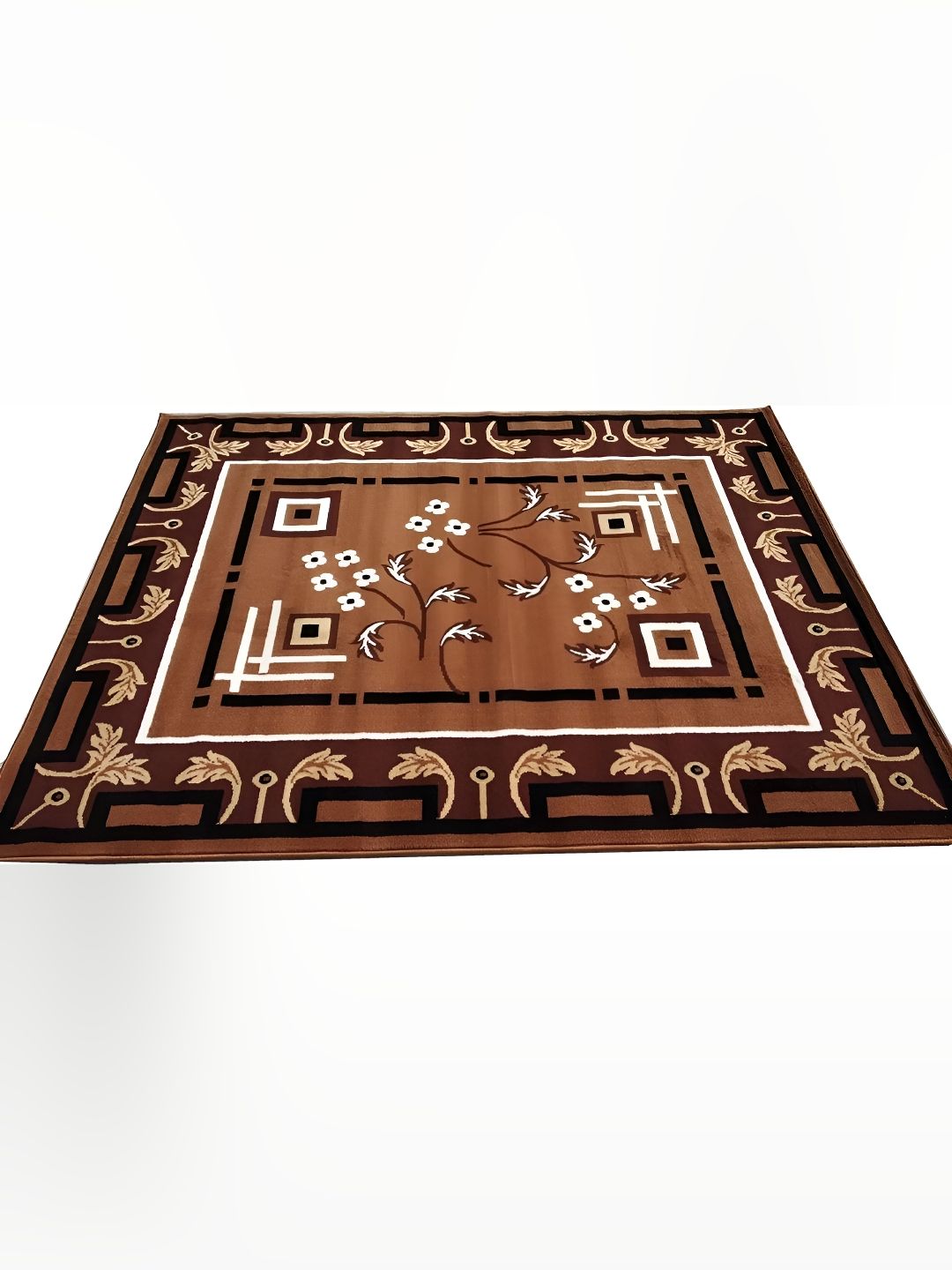 SANA CARPET Brown & Black Floral Printed Anti Skid Carpet-picture-26
