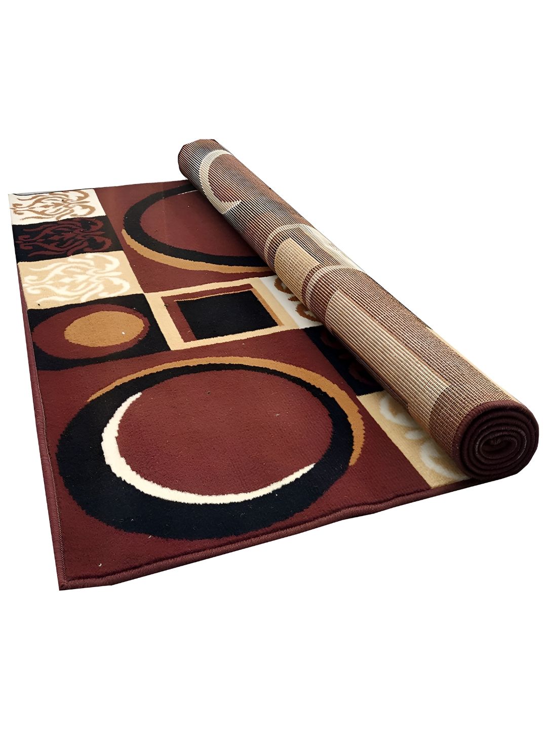 SANA CARPET Brown & Black Floral Printed Anti Skid Carpet-picture-34