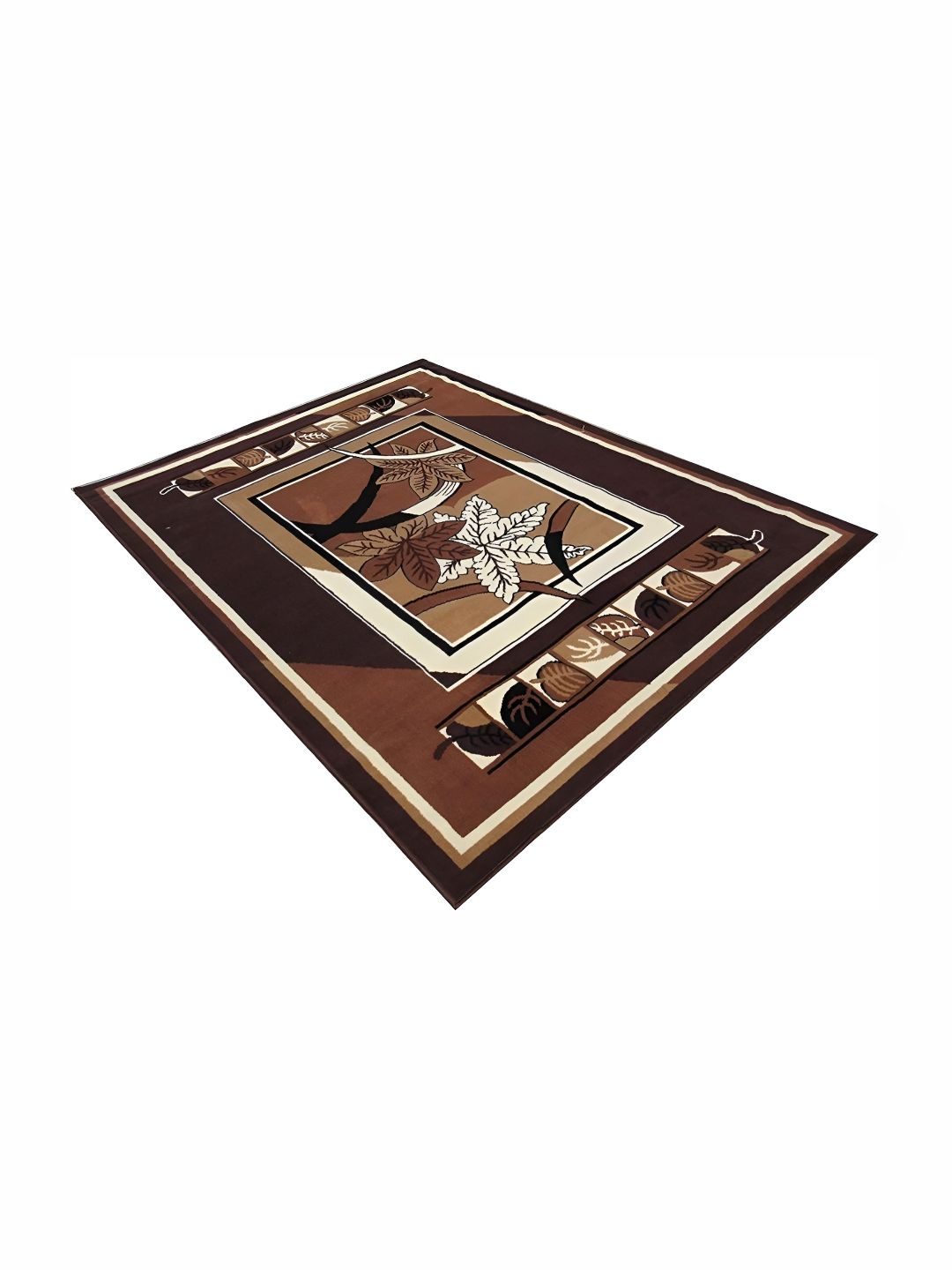 SANA CARPET Brown & White Floral Anti-Skid Carpet-picture-34