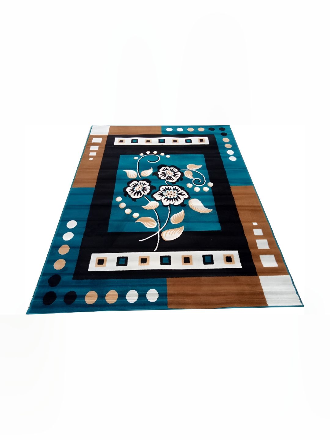 SANA CARPET Blue & Black Floral Printed Anti Skid Carpet-picture-36