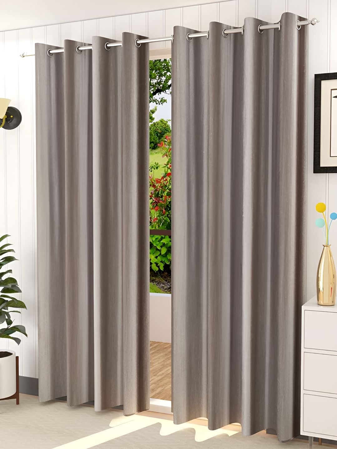 Kraftiq Homes Crush Grey 2 Pieces Regular Door Curtain-picture-34