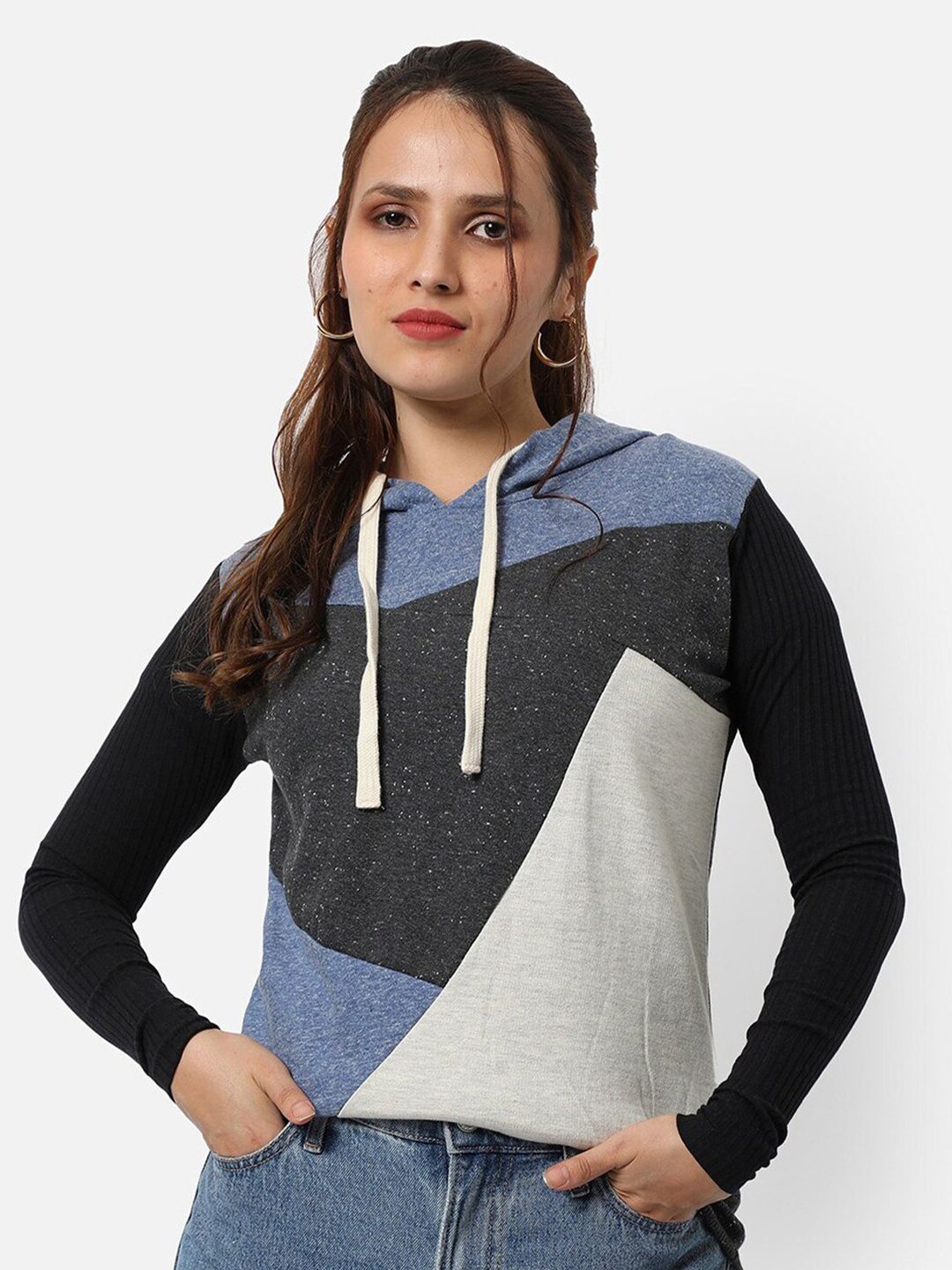 pinacolada Campus Sutra Colourblocked Hooded Neck Long Sleeve Cotton Pullover Sweatshirt-picture-10