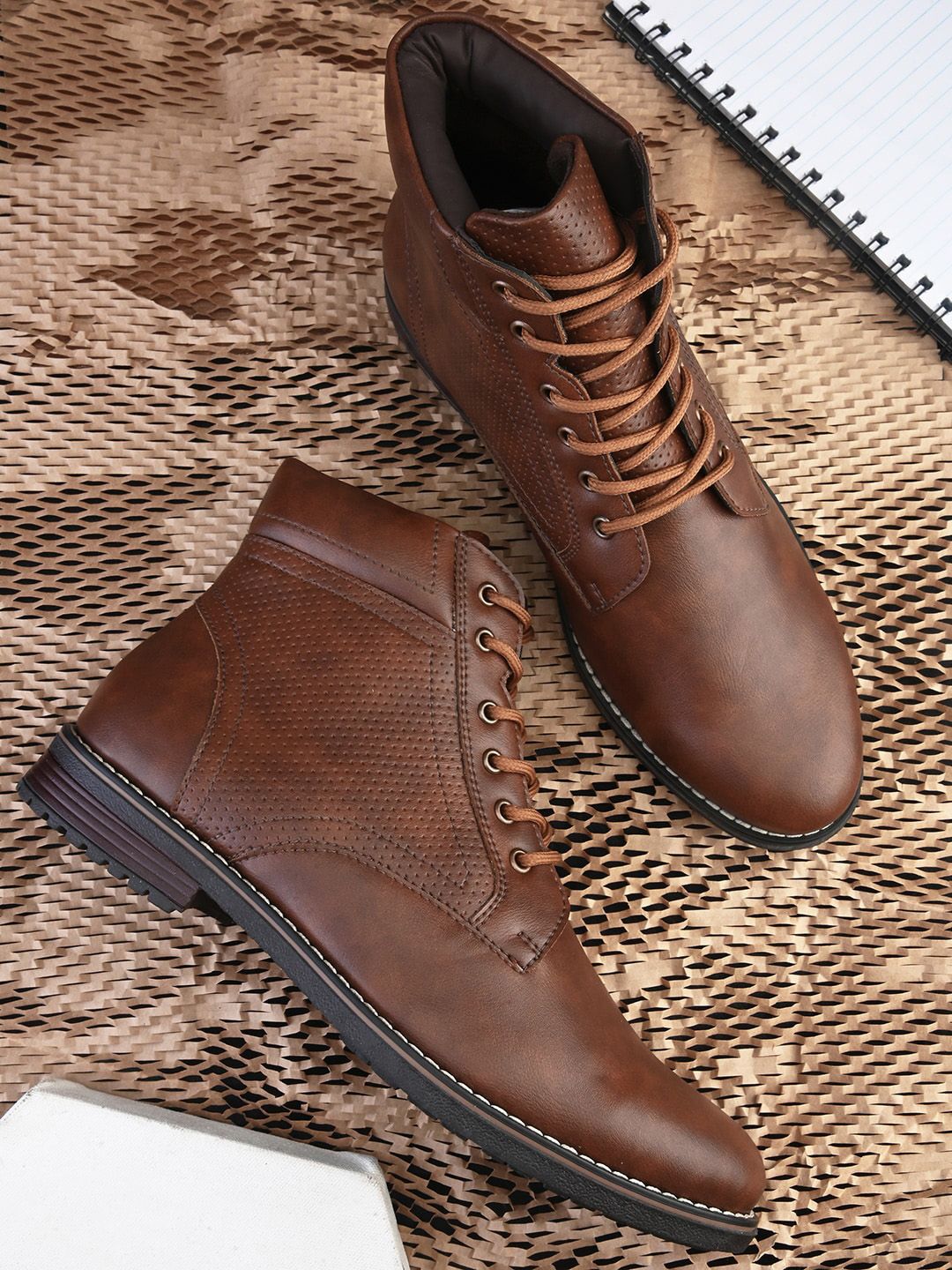 The Roadster Lifestyle Co. Men Perforated Mid-Top Regular Boots