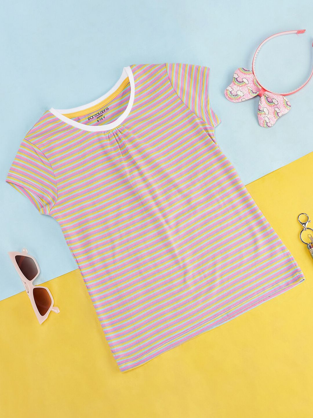 Pantaloons Junior Girls Striped Cotton T-shirt-picture-14