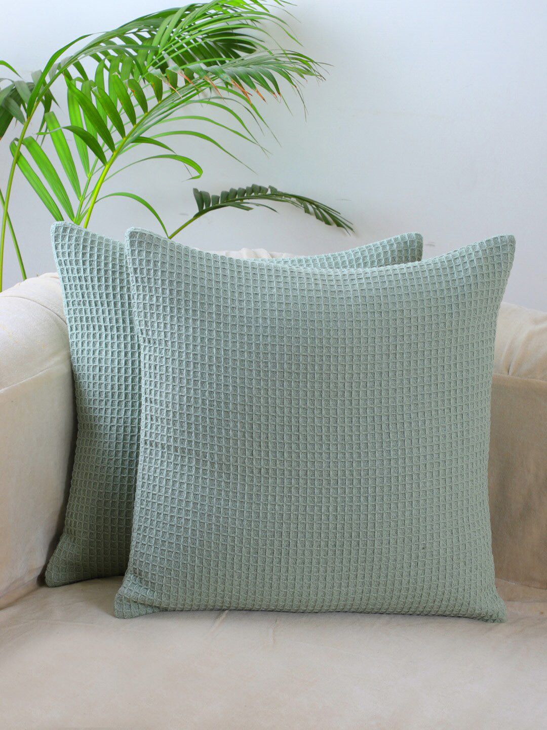 Jamio Firati Green 2 Pieces Embellished Cotton Square Cushion Covers-picture-28