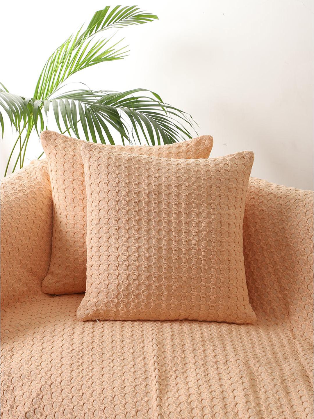 Jamio Firati Orange 2 Pieces Embroidered Cotton Square Cushion Covers-picture-30