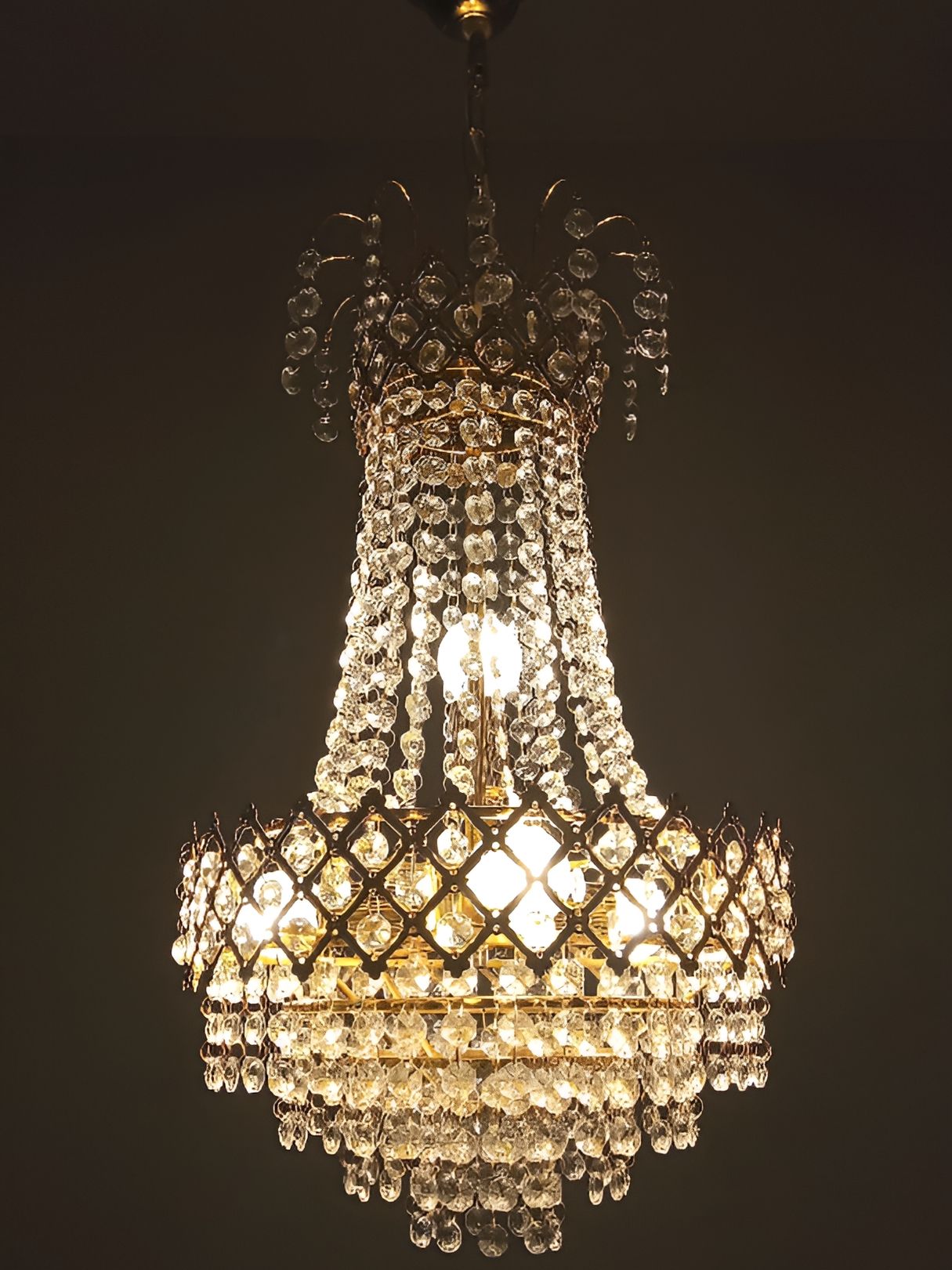SHRI MAHAL ANTIQUES Gold-Toned & White Crystal Chandelier Ceiling Lamp-picture-26