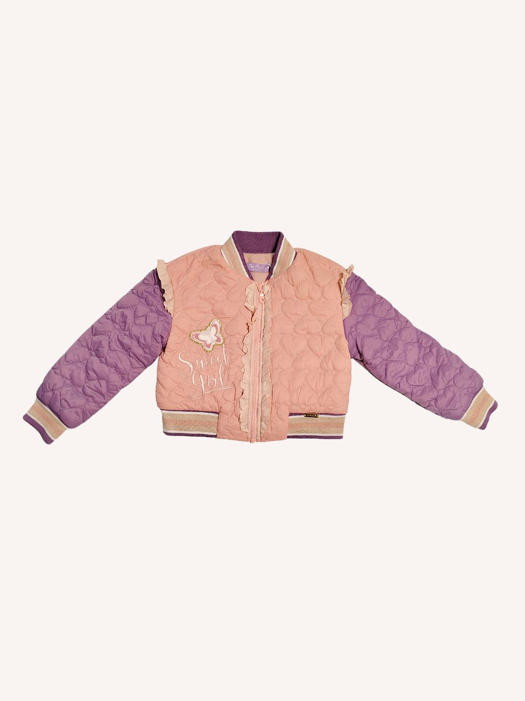 One Friday Girls Colourblocked Mock Collar Long Sleeve Zip Detail Bomber Jacket-picture-15