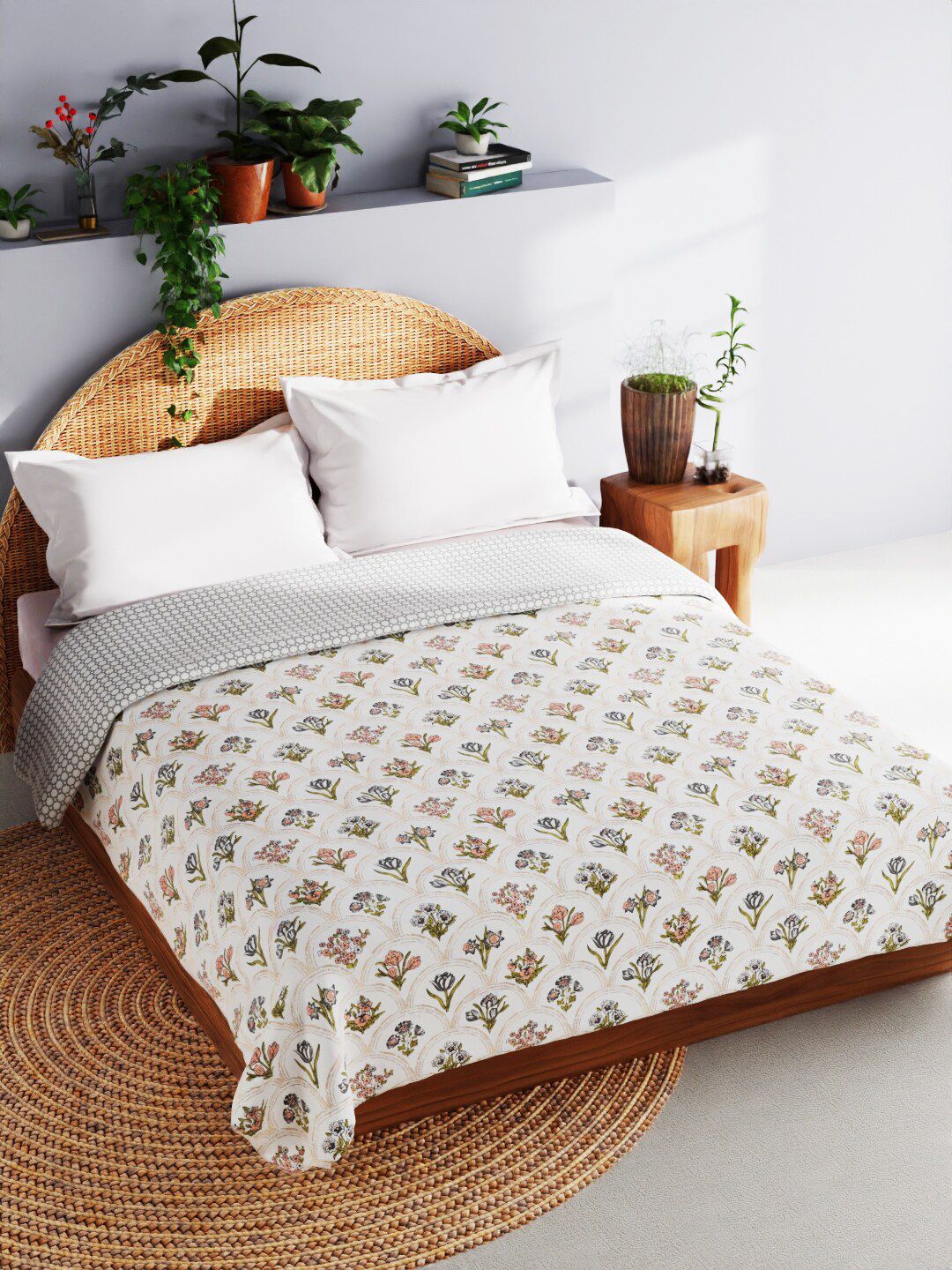 BIANCA mezzo Grey & Pink Floral AC Room 150 GSM Double Bed Dohar-image-26