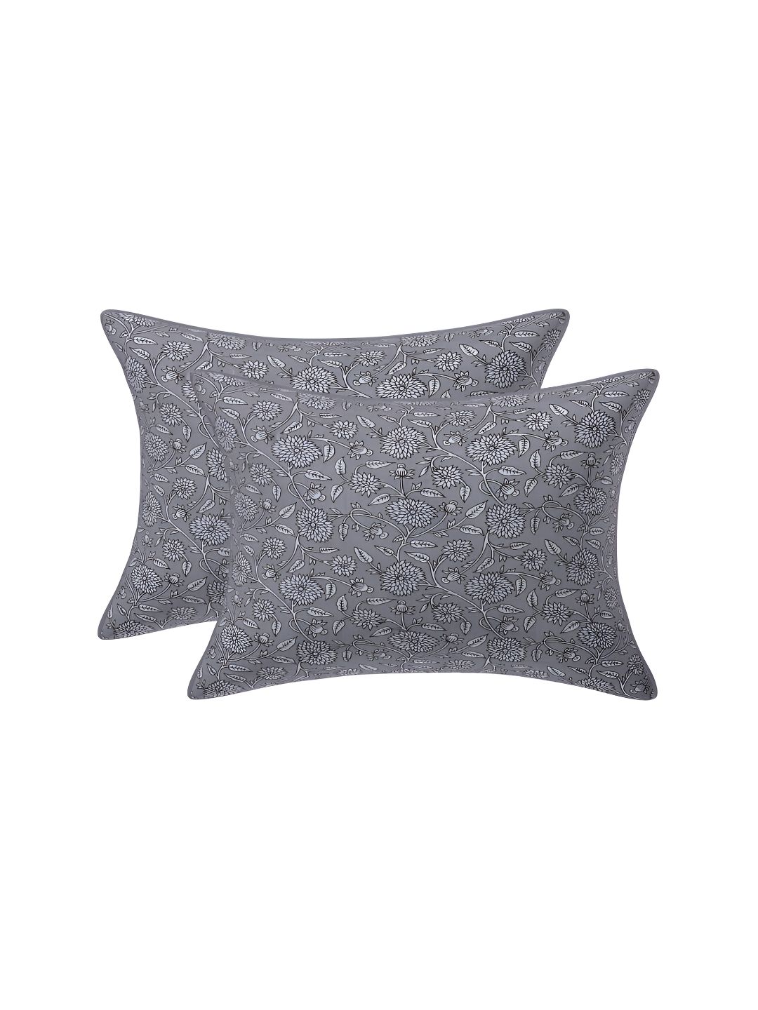 Texstylers Grey & White 2 Pieces Cotton Rectangle Cushion Covers-picture-32