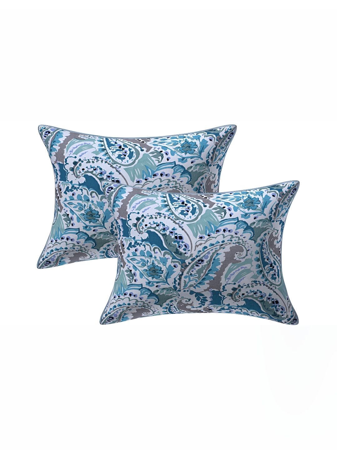 Texstylers Green & White 2 Pieces Ethnic Motifs Printed Cotton Rectangle Cushion Covers-picture-29