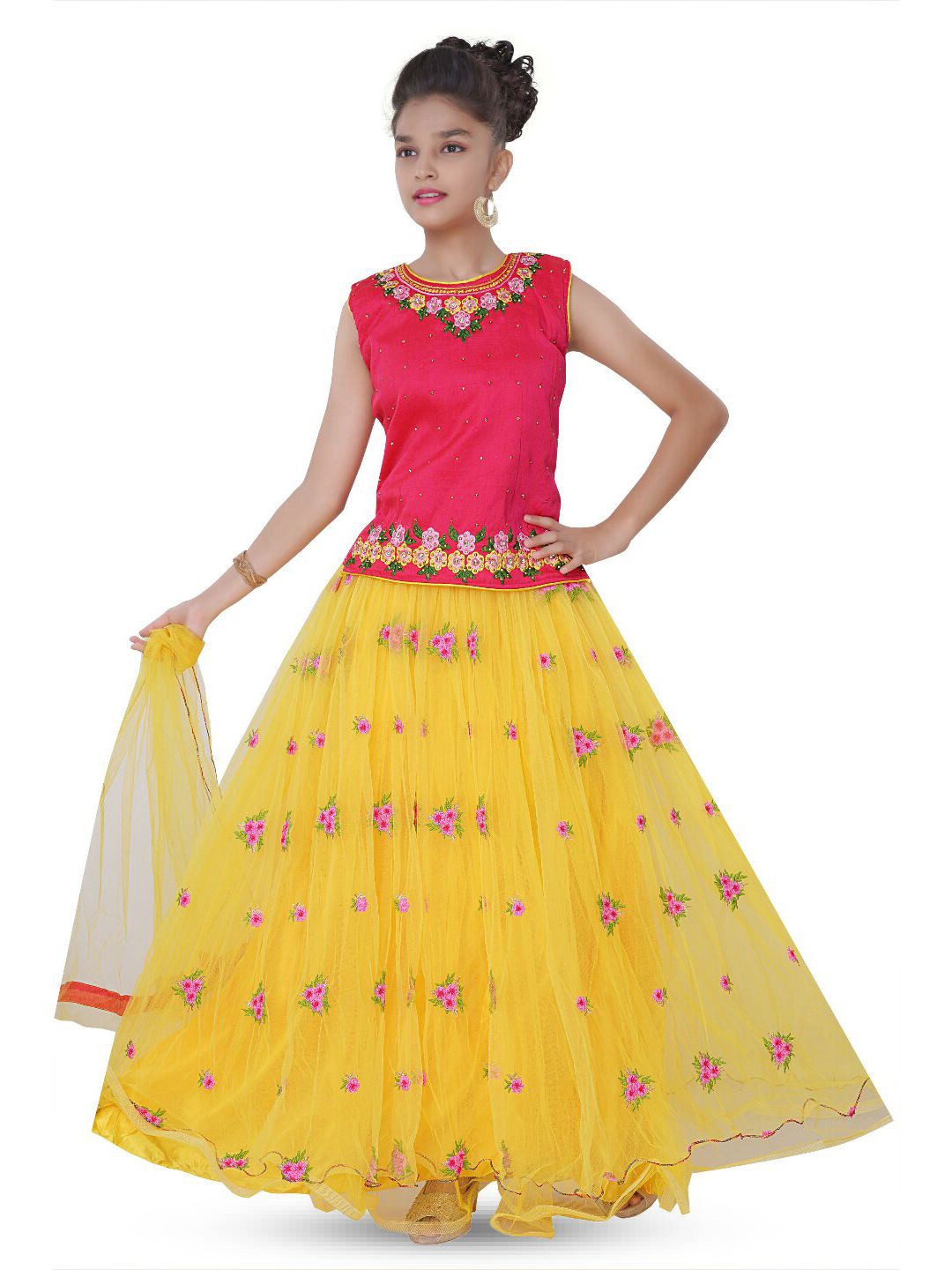 BAESD Girls Embroidered Thread Work Ready to Wear Lehenga With Blouse & Dupatta-picture-37