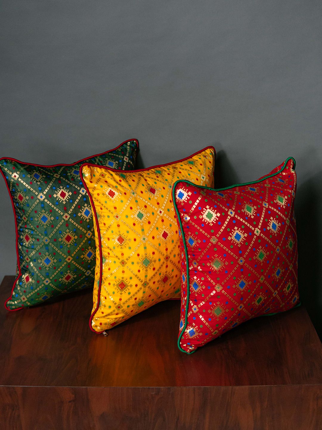 RoyalDeco Assorted 3 Pieces square Cushion Covers-image-2