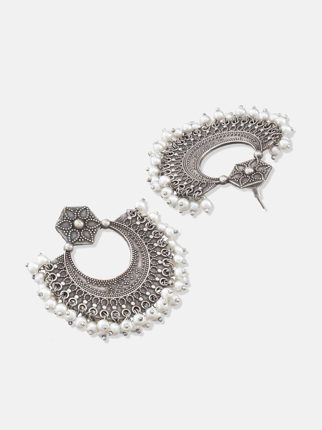 ATIBELLE Set of 3 Silver Plated & Gunghroo Studded Jewellery Set