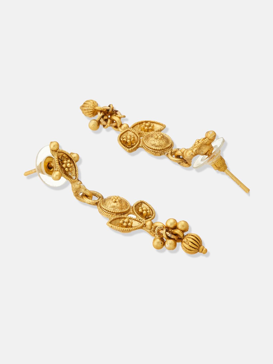 ATIBELLE Gold Plated Stone-Studded & Beaded Jewellery Set