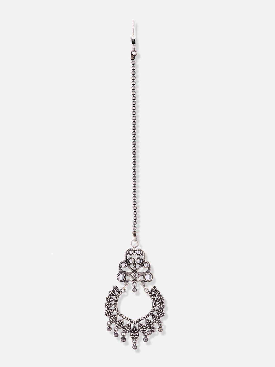 ATIBELLE Set Of 3 Silver Plated Pearl-Beaded & Stone Studded Jewellery Set