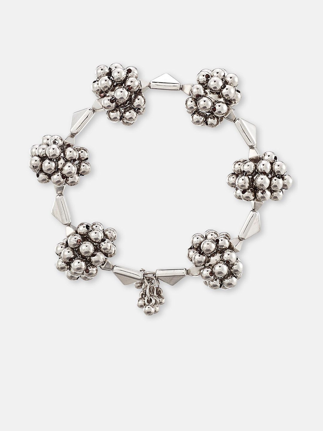 ATIBELLE Set Of 3 Silver Plated Pearl-Beaded & Stone Studded Jewellery Set