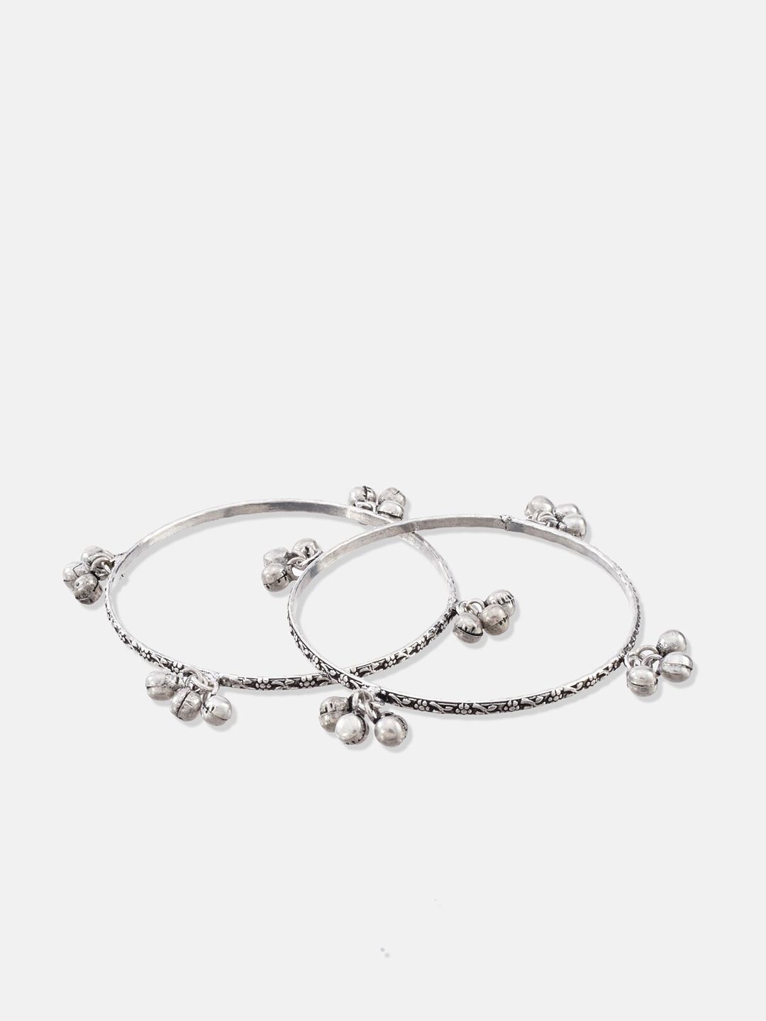 ATIBELLE Set Of 4 Silver Plated & Beaded Maang Tika & Earrings