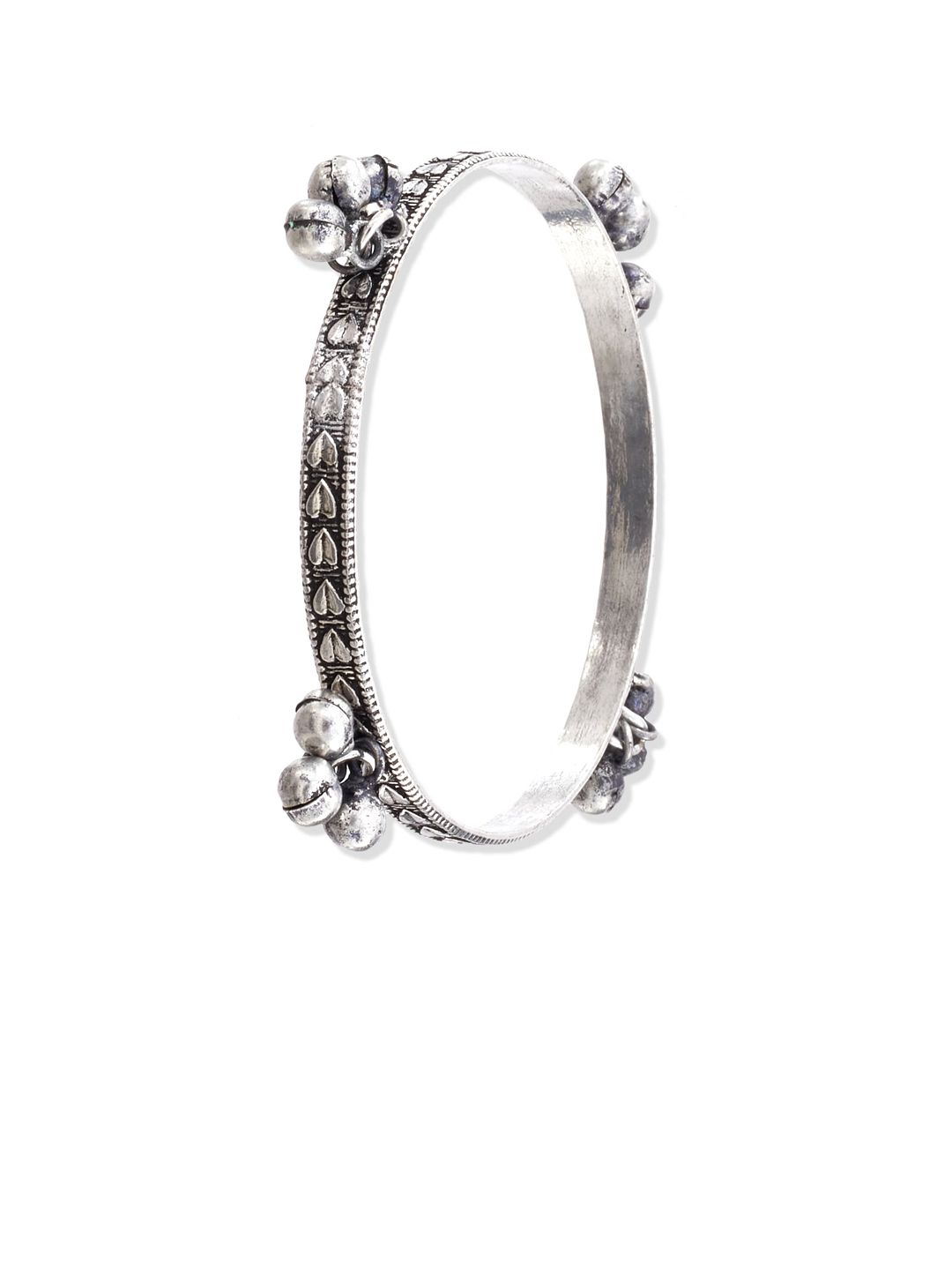 ATIBELLE Set of 2 German Silver Plated & Floral Shaped Stone-Studded Jewellery Set