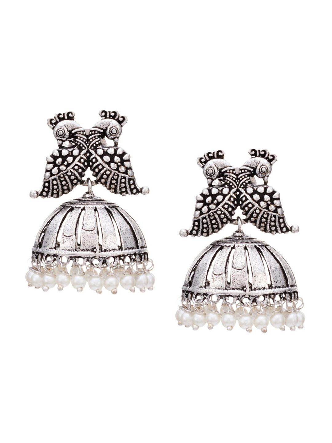 ATIBELLE Set of 2 German Silver Plated & Peacock Shaped Jewellery Set