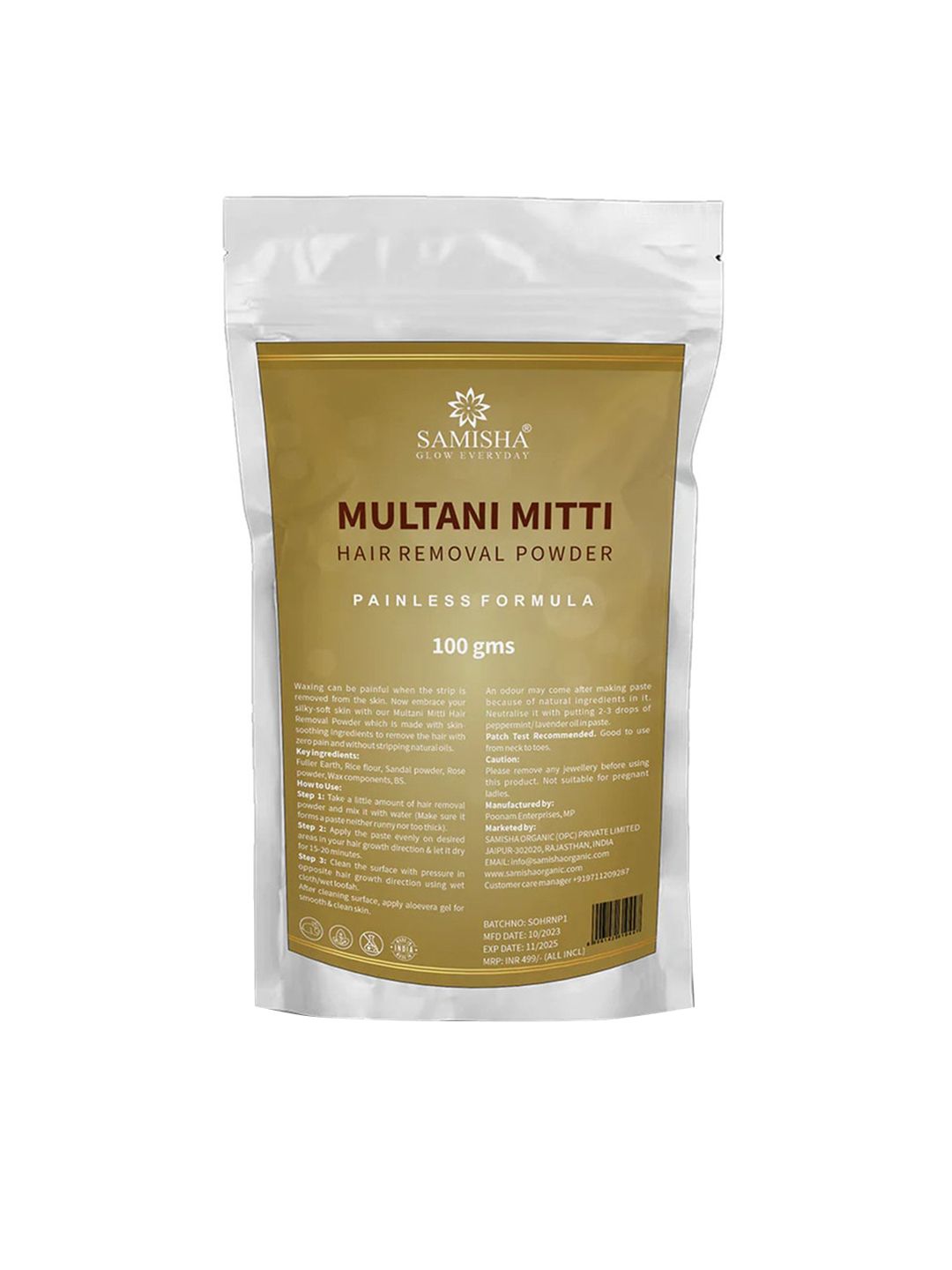 SAMISHA Multani Mitti Painless Hair Removal Powder - 100g-picture-47