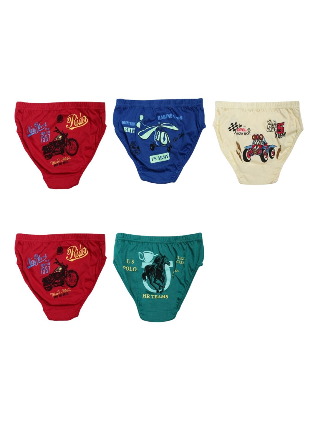 Dollar Kids Care Boys Pack Of 5 Boys Printed Pure Cotton Basic Briefs MKKB-001-PO5-ASST-image-24