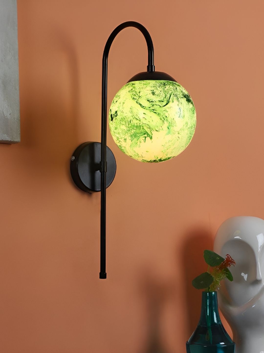 ELIANTE Black& Green Iron Contemporary Spherical Shaped Wall Lamp-image-4