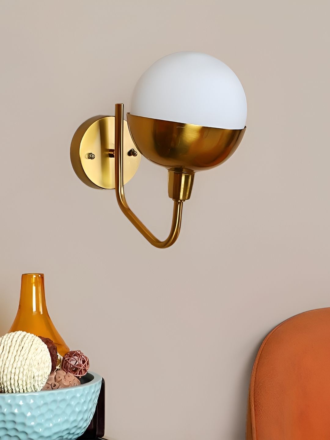 ELIANTE Gold-Toned & White Iron Contemporary Spherical Wall Lamp-picture-25
