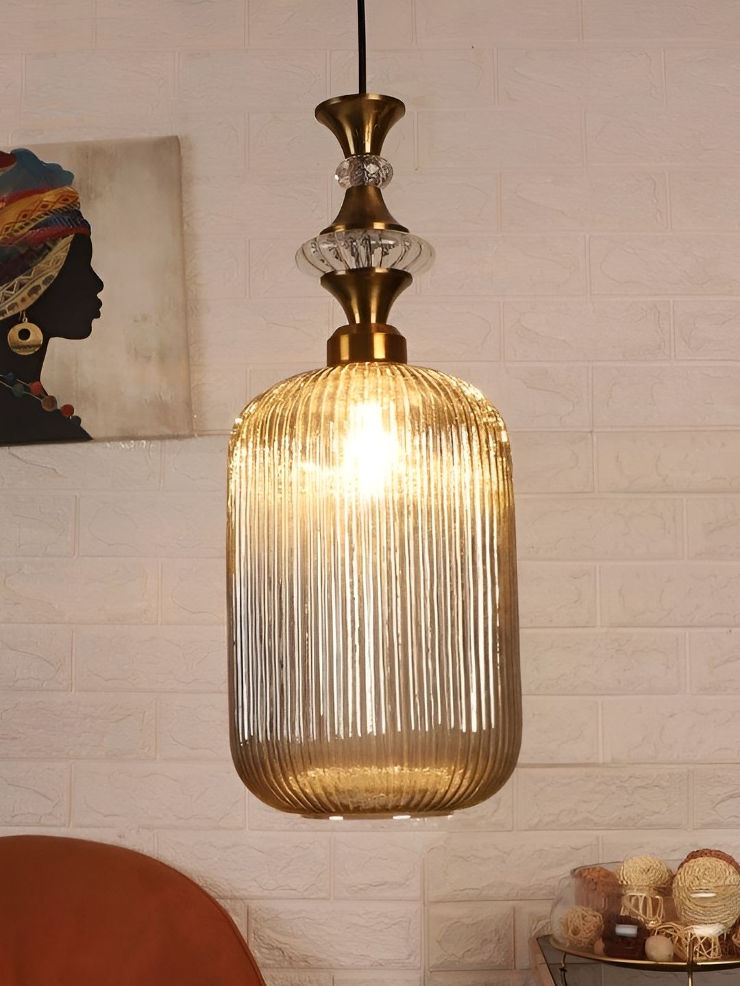 ELIANTE Copper-Toned Iron Contemporary Cylindrical Ceiling Lamp-picture-10