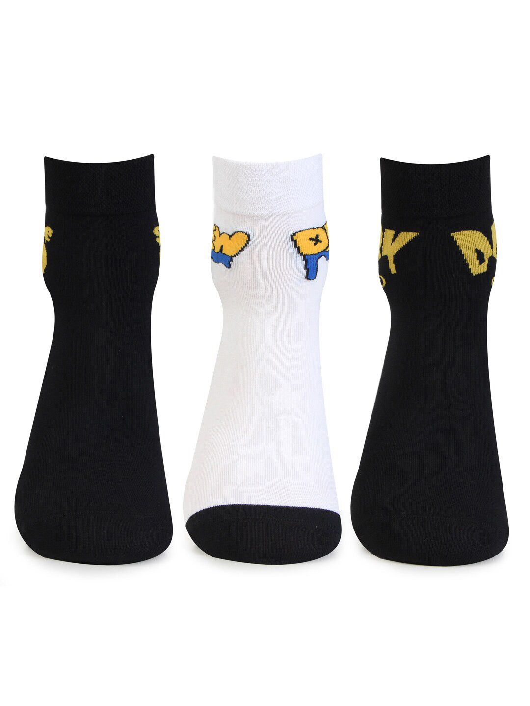 Bonjour Men Pack Of 3 Patterned Cotton Ankle Length Socks-picture-21