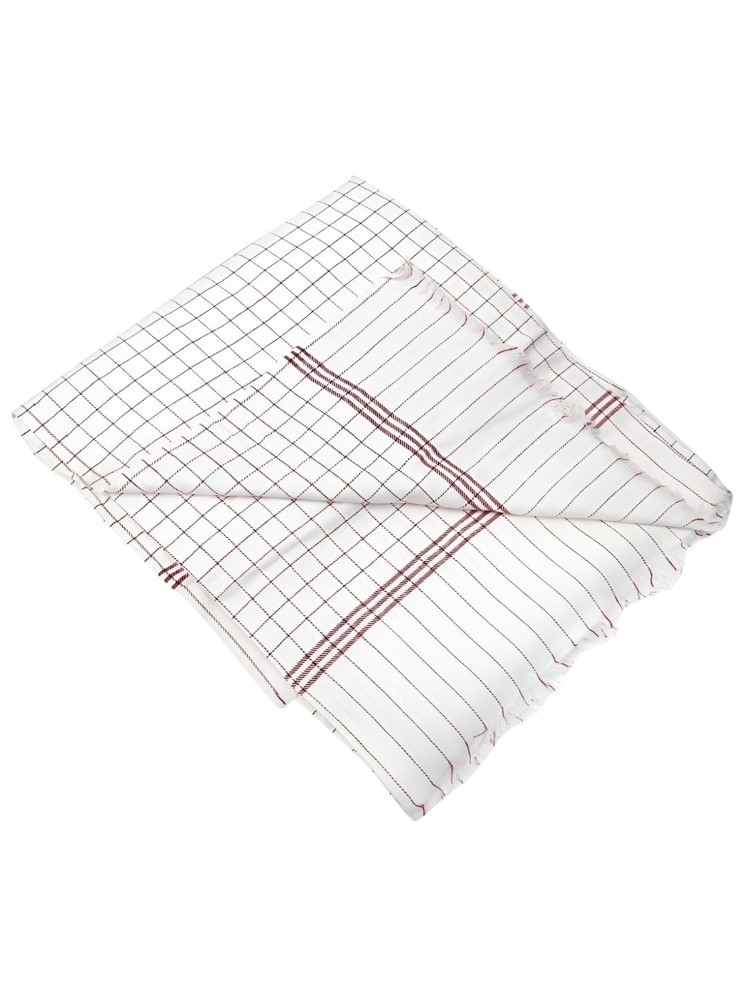 COZYEXPORTS White & Maroon Checked AC Room 300 GSM Single Bed Dohar-image-16