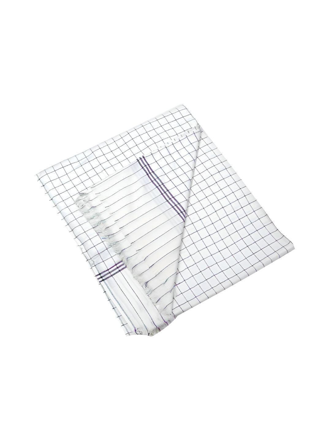 COZYEXPORTS White & Blue Checked AC Room 300 GSM Single Bed Dohar-image-48