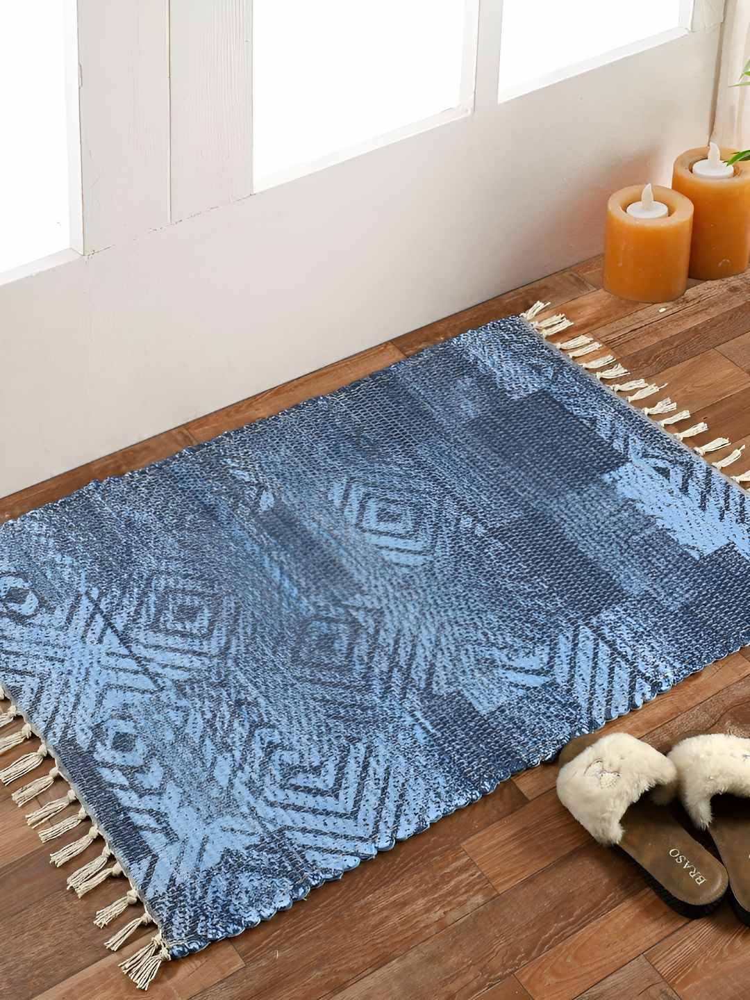 HOMADORN Blue Rectangular Printed Floor Dhurrie-image-37