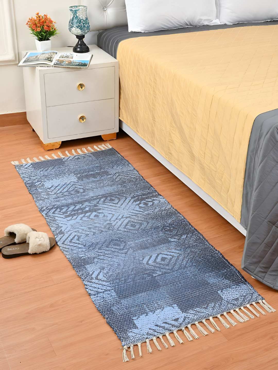HOMADORN Blue Rectangular Printed Floor Dhurrie-image-42