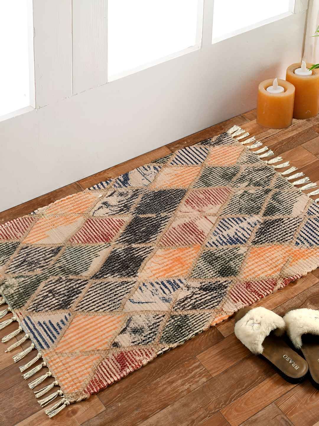 HOMADORN Orange Rectangular Printed Floor Dhurrie-image-35