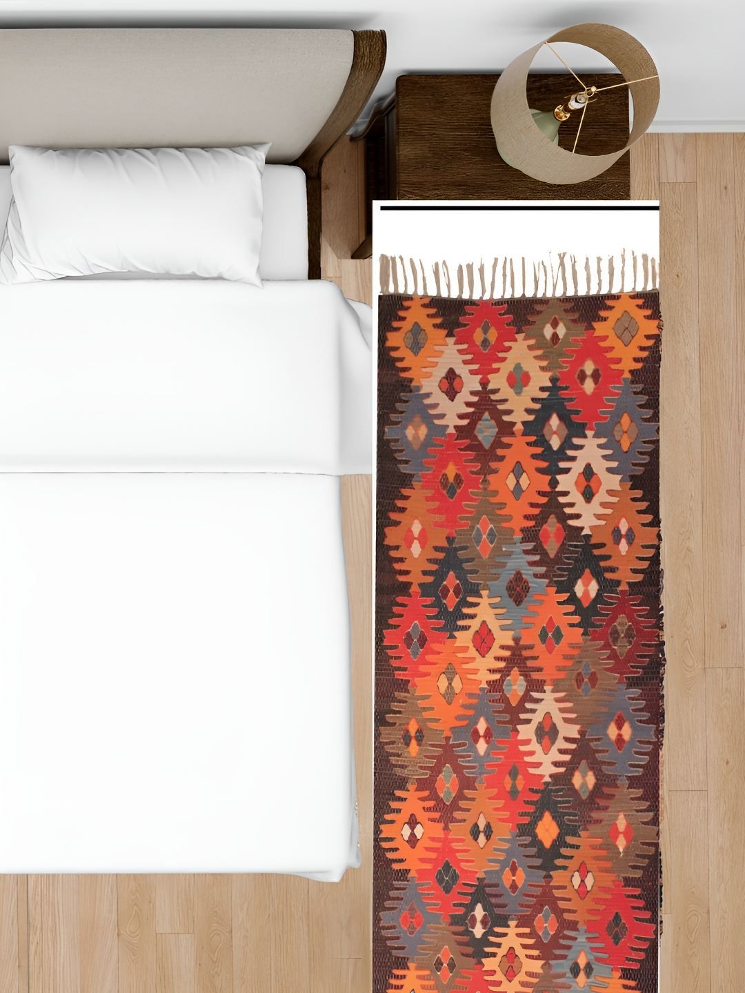 HOMADORN Orange& Blue Rectangular Ethnic Motifs Floor Dhurries-picture-16