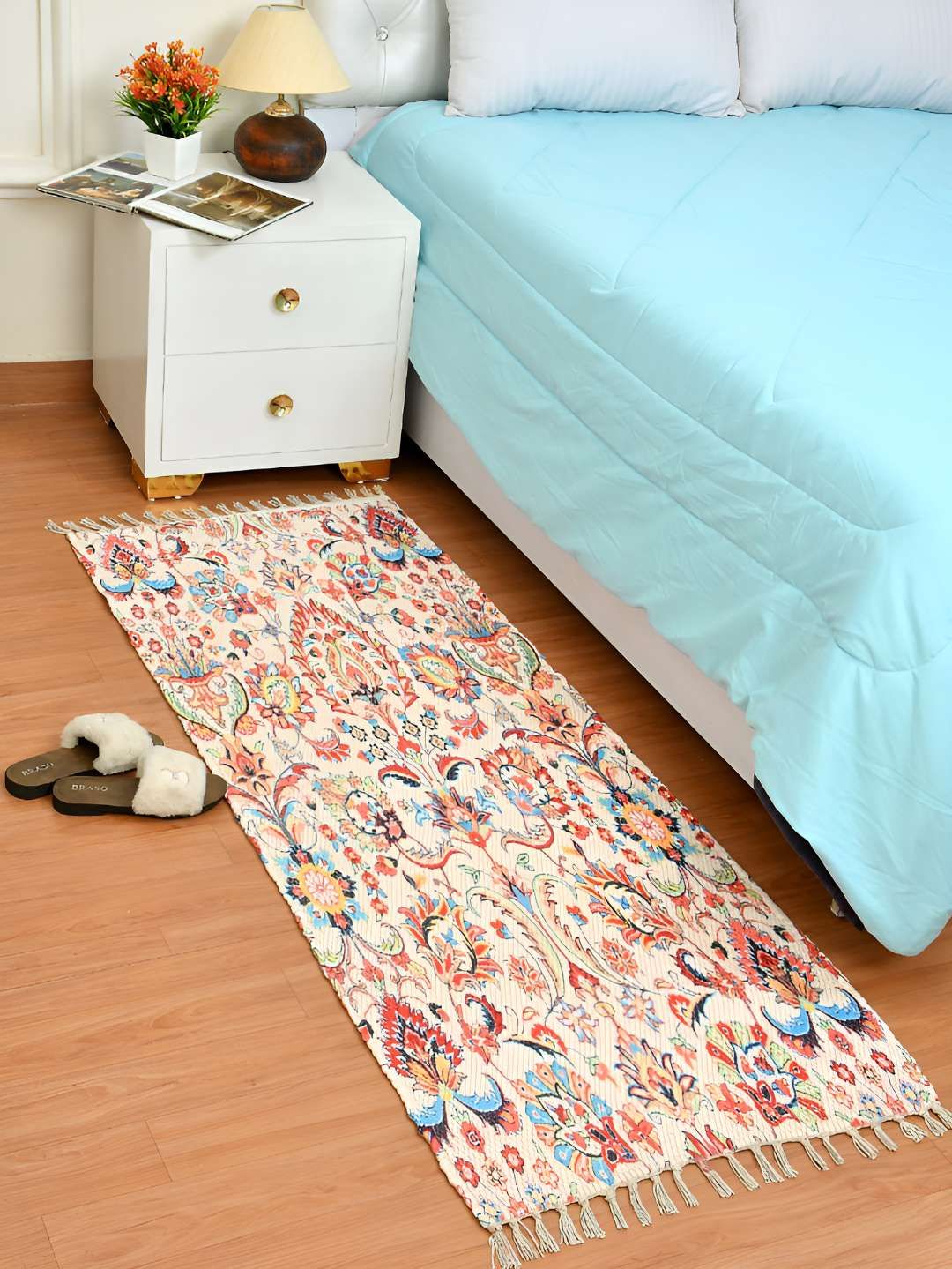 HOMADORN Cream Rectangular Printed Floor Dhurries-image-46