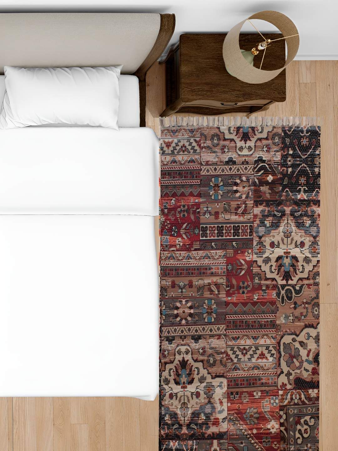 HOMADORN Beige Orange Ethnic Motifs No Shredding Handmade Rectangular Floor Dhurries-picture-23