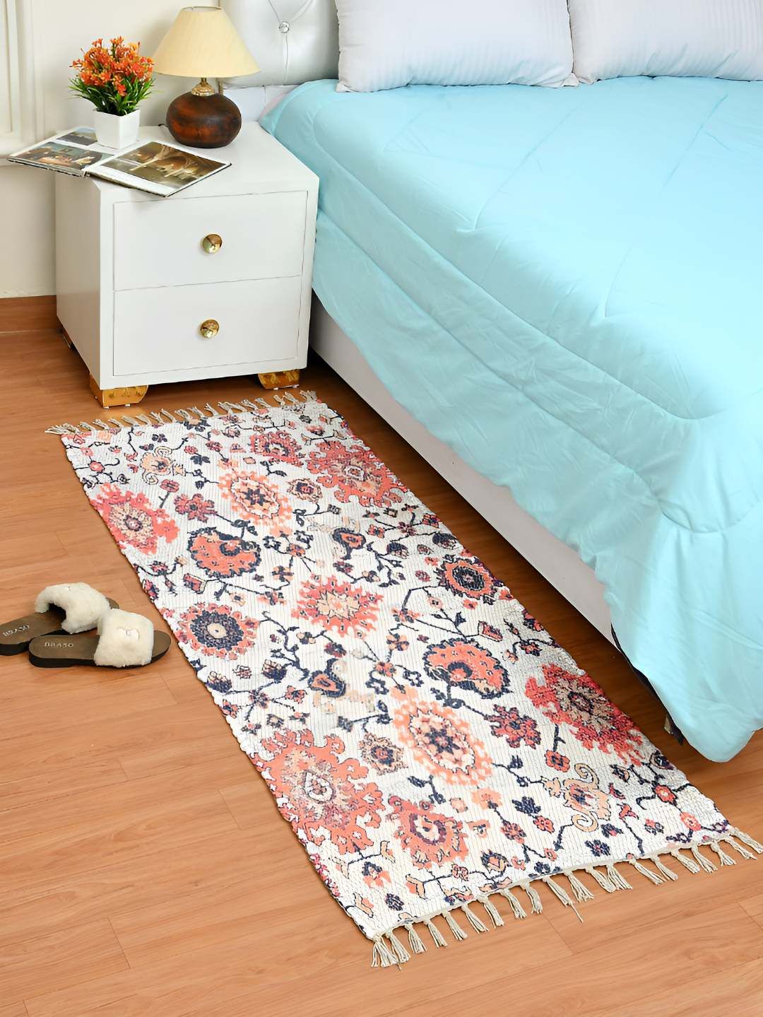 HOMADORN Cream Rectangular Printed Floor Dhurries-picture-49